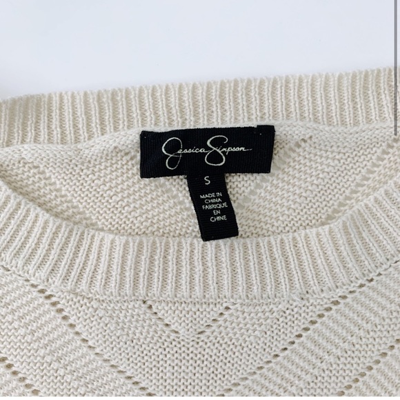 EUC Jessica Simpson Cream Crochet Top Size Small - Picture 2 of 3